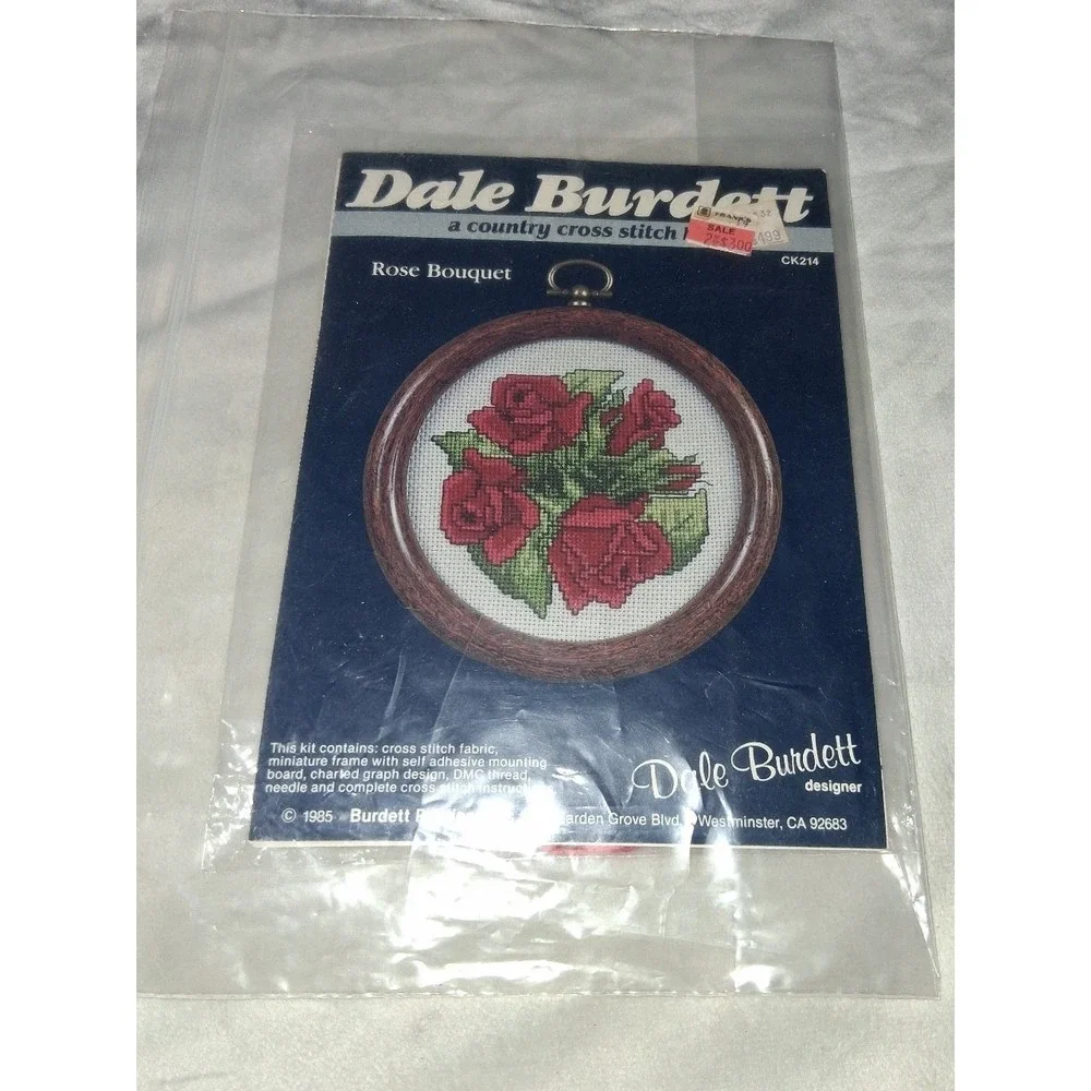 Vintage 1985 Dale Burdett Rose Bouquet Cross Stitch Kit CK214 Complete